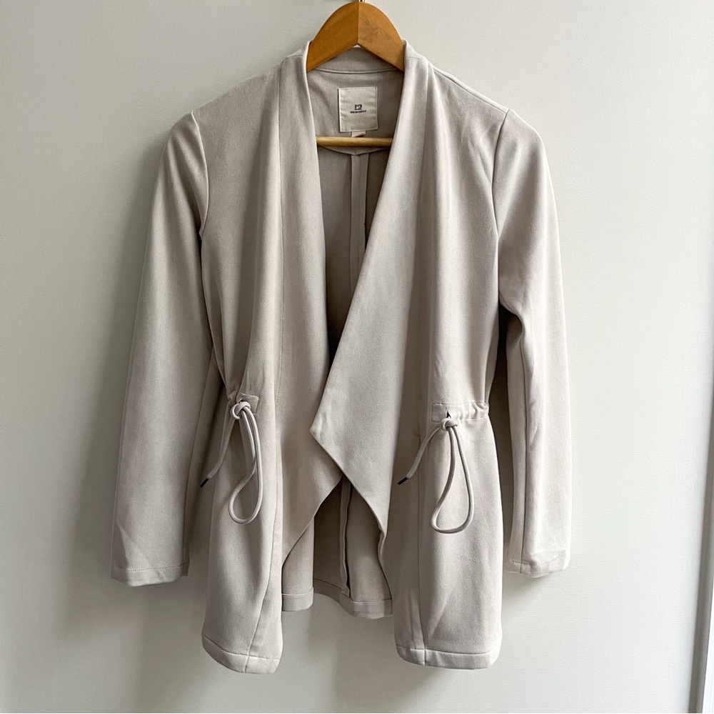Thread & Supply Taupe Faux Suede Open Drawstring Cinch Waist Jacket XS